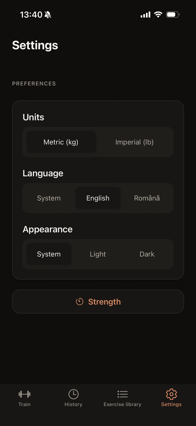 Kelbria FitNotes settings